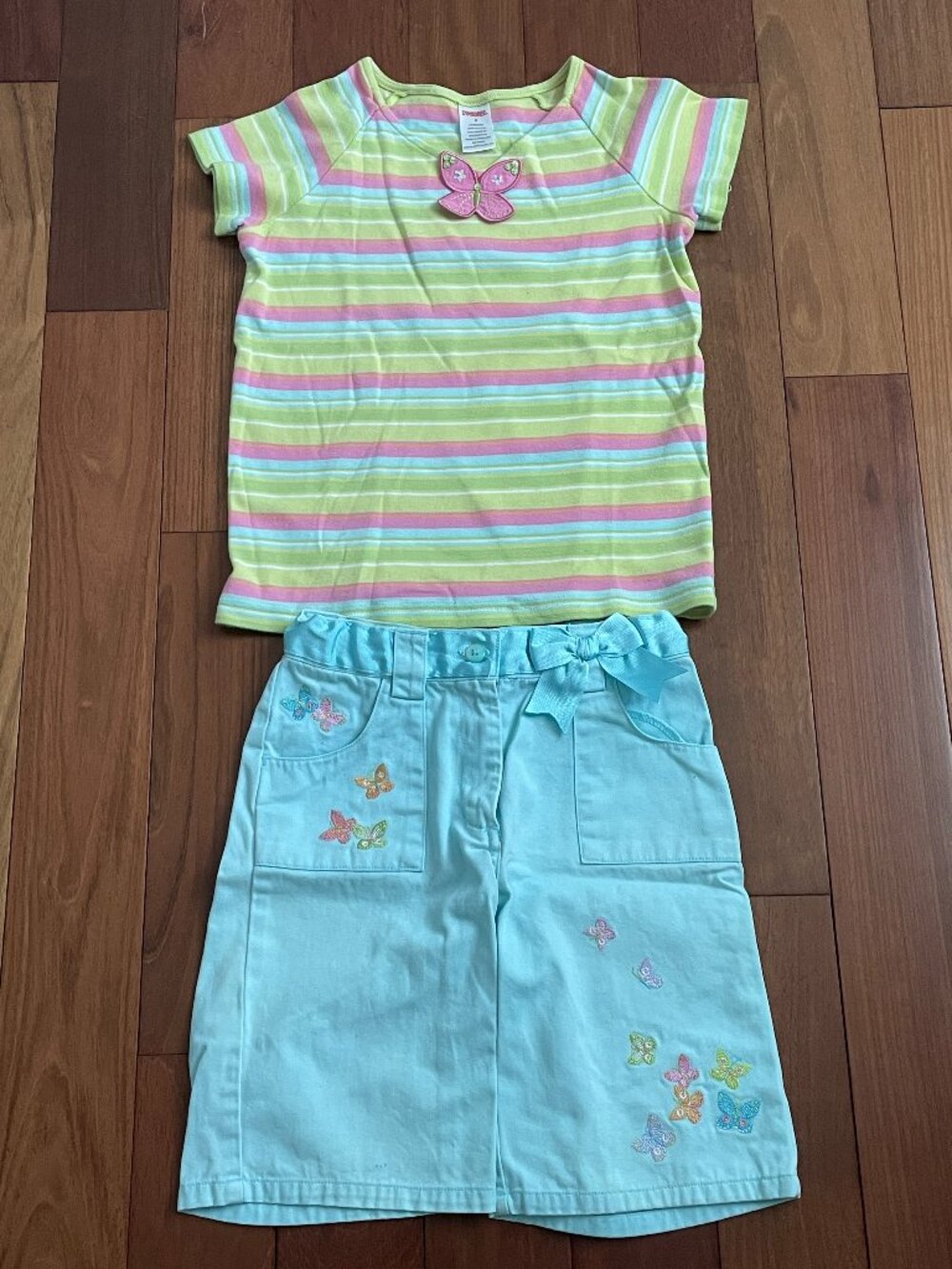 Gymboree Palm Springs butterfly top / clam diggers shorts size 7/8